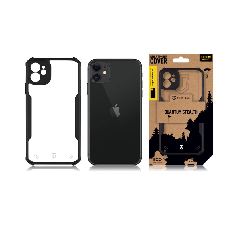 Tactical Quantum lopakodó védőburkolat Apple iPhone 11 készülékhez átlátszó/fekete