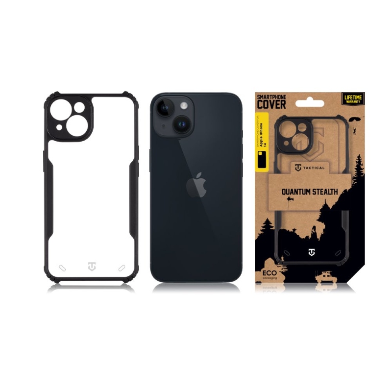 Tactical Quantum lopakodó védőburkolat Apple iPhone 14 készülékhez Clear/Fekete