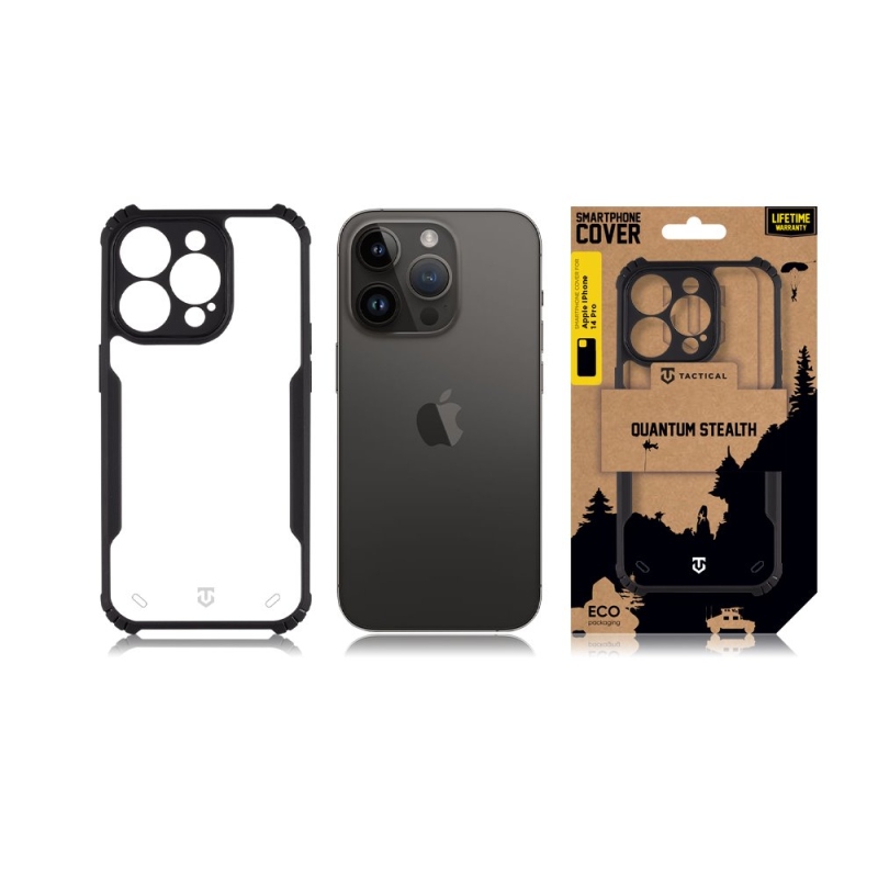 Tactical Quantum lopakodó védőburkolat Apple iPhone 14 Pro készülékhez Clear/Fekete