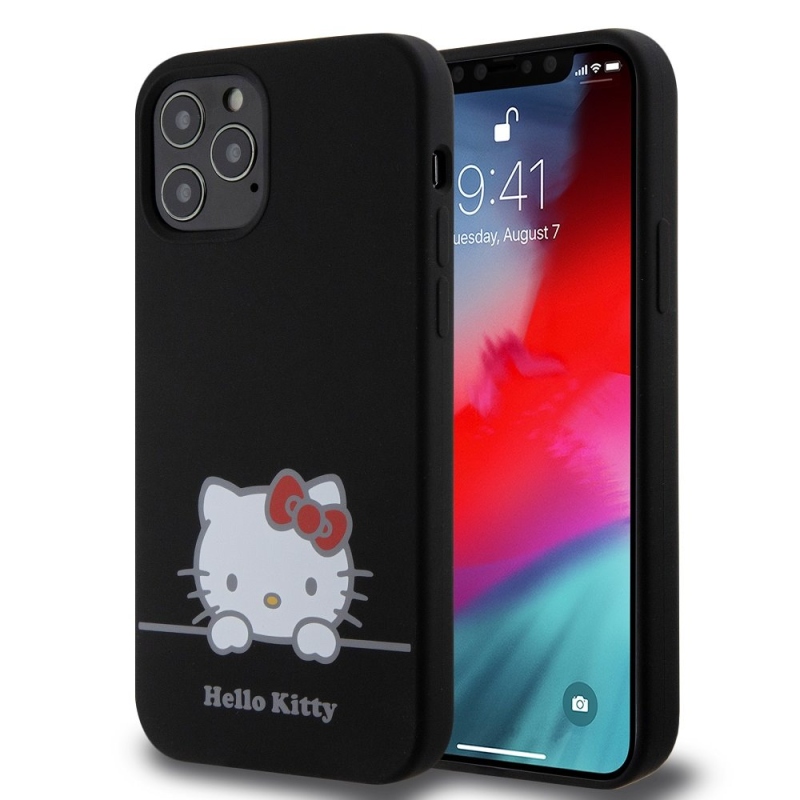 Hello Kitty Liquid Silicone Daydreaming Logo hátlapi borító iPhone 12/12 Pro Fekete