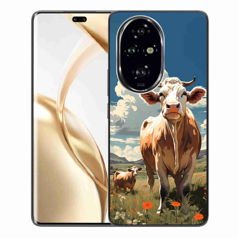 Zselés borítás mmCase a Honor 200 Pro 5G számára - tehenek a réten