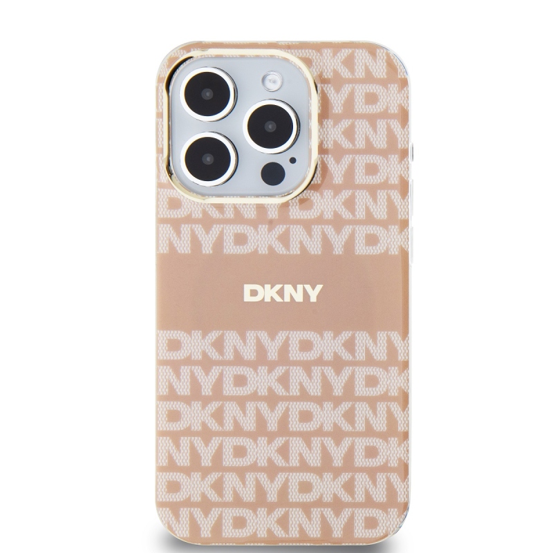 DKNY PC/TPU ismétlődő mintás tonális csíkos Magsafe hátlap iPhone 13 Pro rózsaszínhez