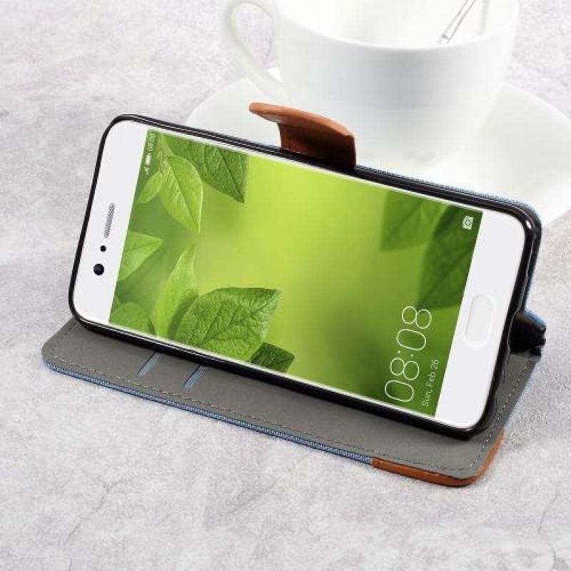 Textil könyv tok Huawei P10-hez - világoskék