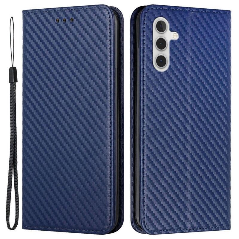 Textúrás könyv tok Samsung Galaxy A14 4G/5G készülékhez - kék