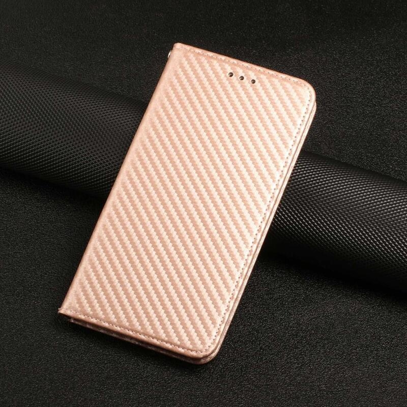 Textúrás könyv tok Samsung Galaxy A14 4G/5G készülékhez - rózsaarany
