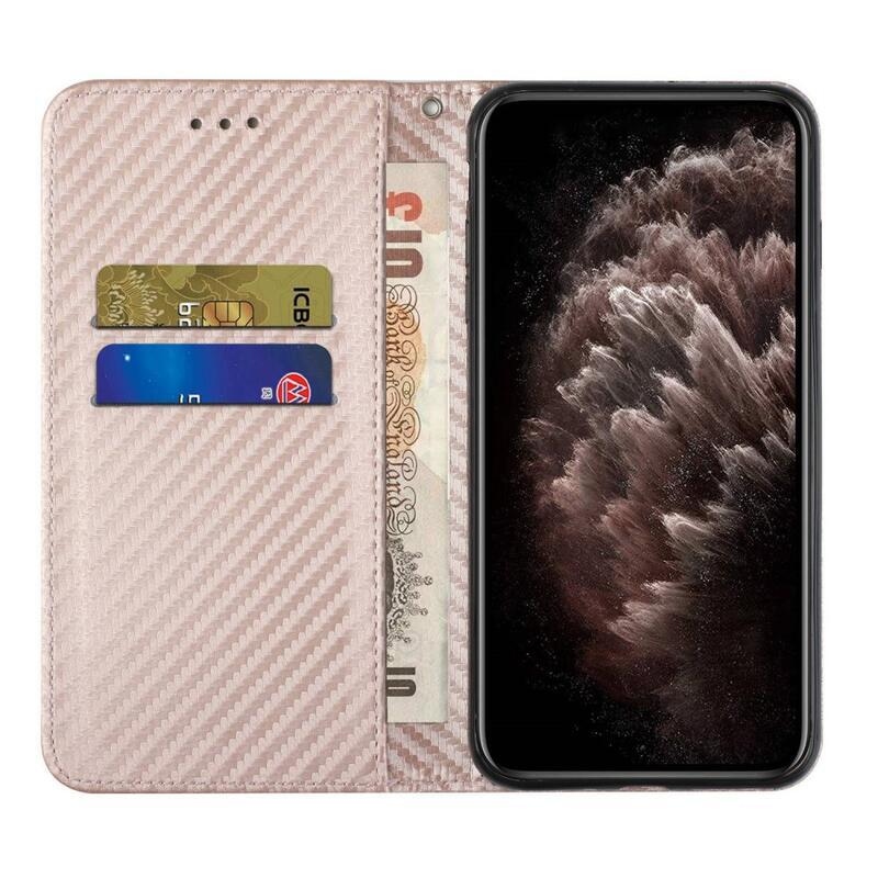 Textúrás könyv tok Samsung Galaxy A14 4G/5G készülékhez - rózsaarany
