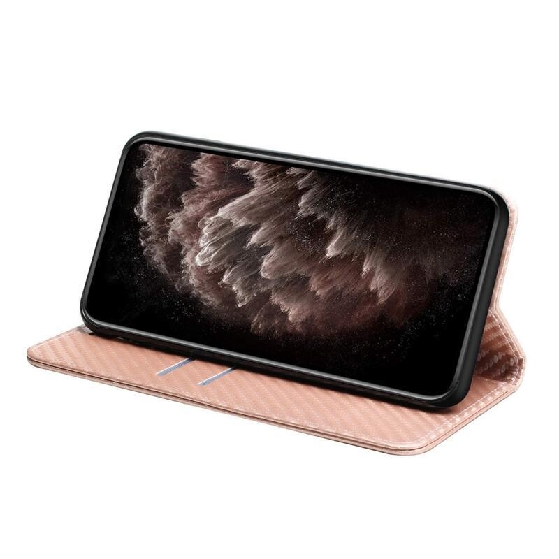 Textúrás könyv tok Samsung Galaxy A14 4G/5G készülékhez - rózsaarany