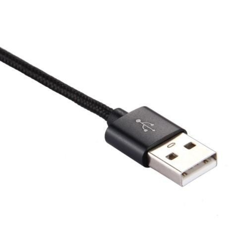 Szövött textúrájú micro USB C típusú kábel töltéshez és szinkronizáláshoz / 1m - fekete