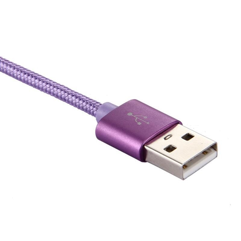 Szövött textúrájú micro USB C típusú kábel töltéshez és szinkronizáláshoz / 1m - lila