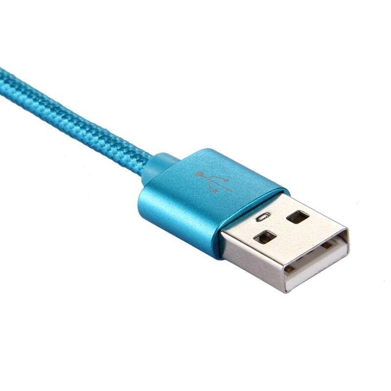 Szövött textúrájú micro USB C típusú kábel töltéshez és szinkronizáláshoz / 1m - kék
