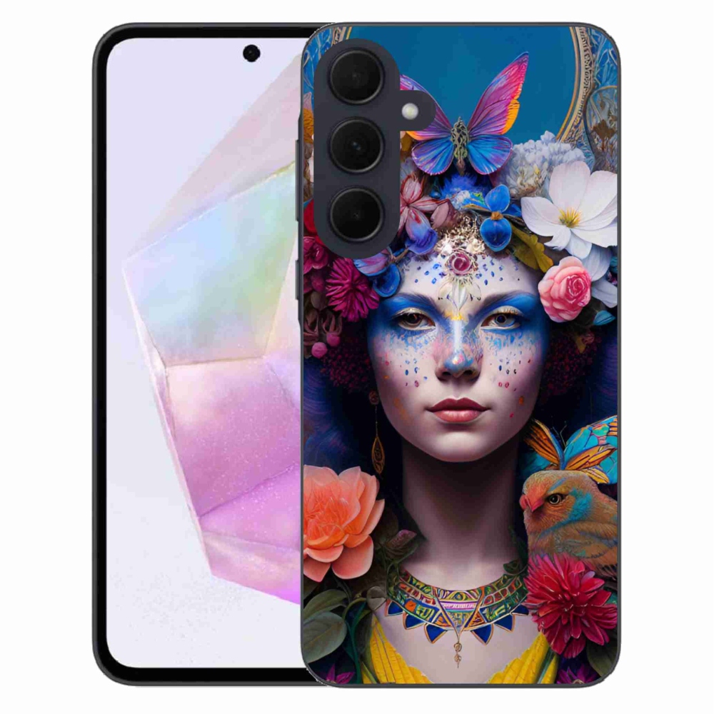 Gél borítás mmCase Samsung Galaxy A35 5G - nő virágokkal
