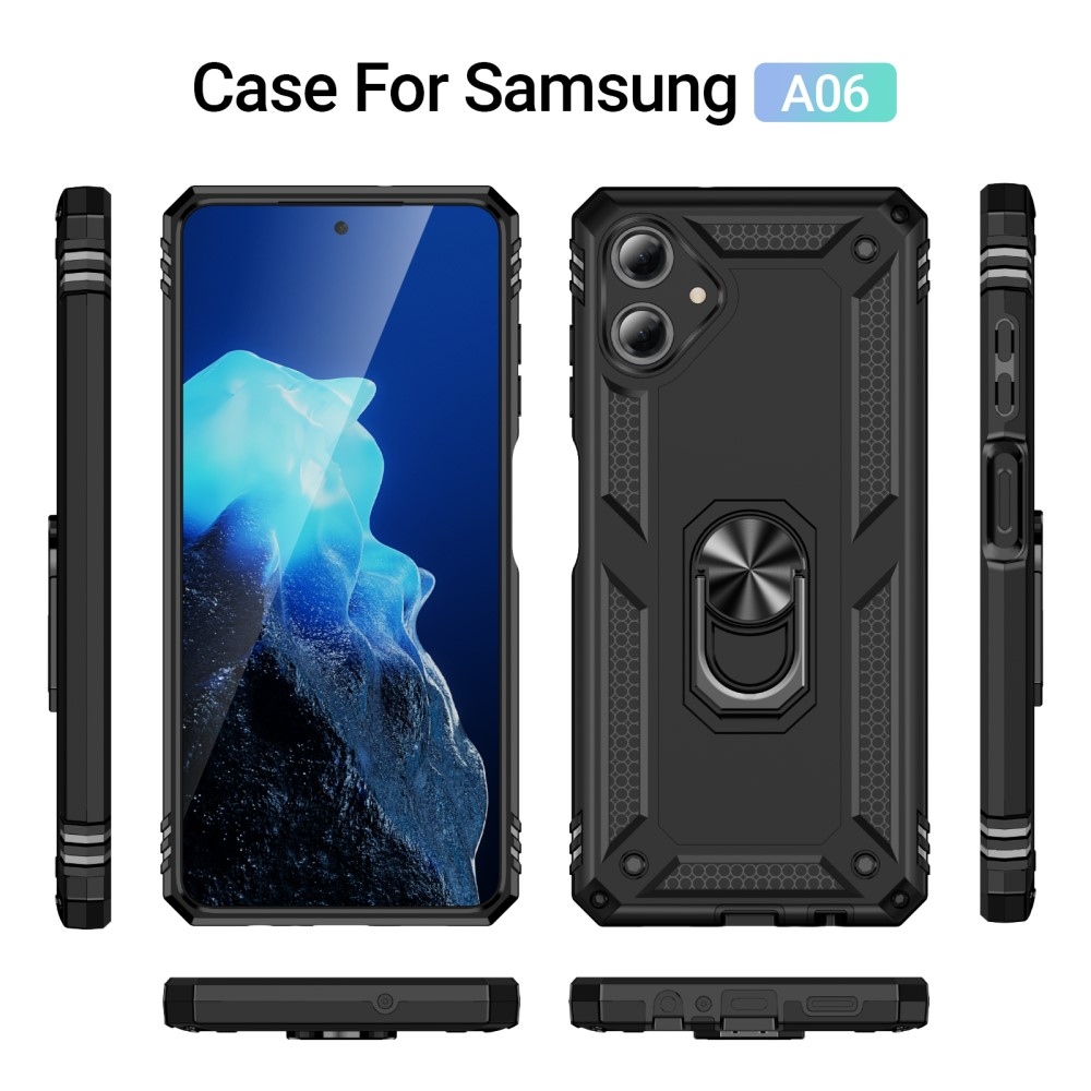 Gyűrűk tartós borítása Samsung Galaxy A06 4G készülékhez - fekete