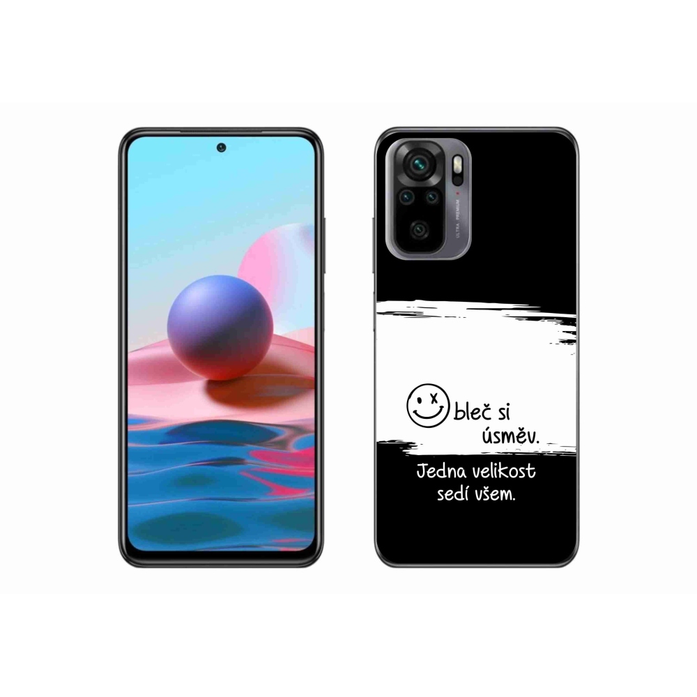Gél borító mmCase a Xiaomi Redmi Note 10S számára - vicces szöveg 8 fekete és fehér háttérrel