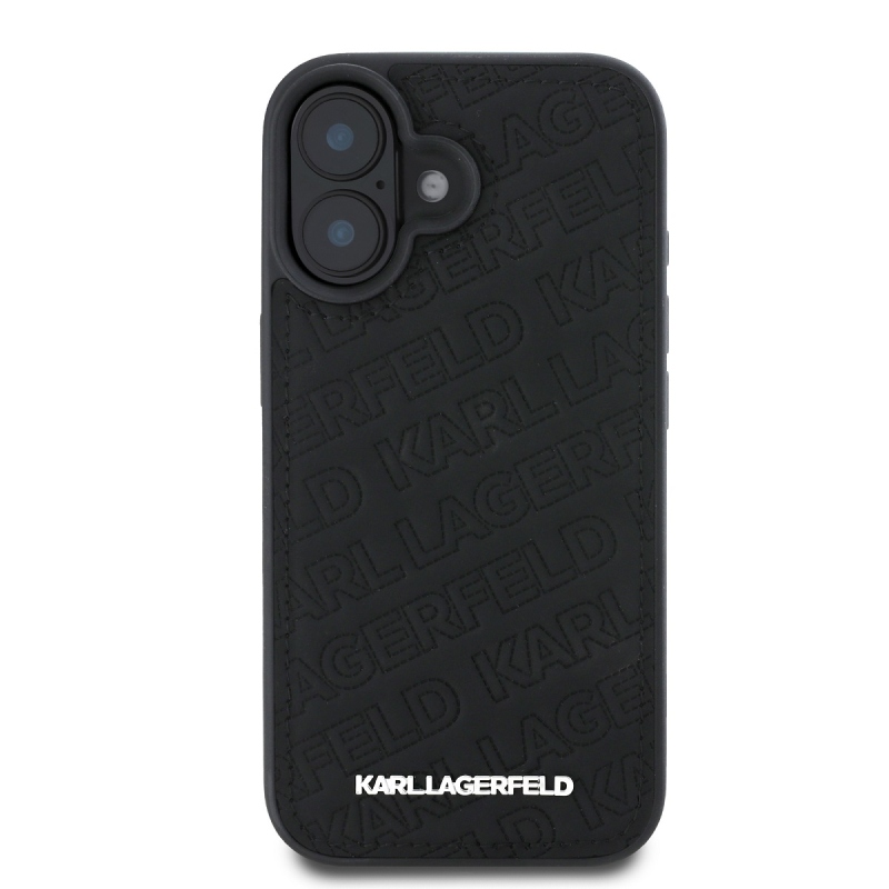 Karl Lagerfeld PU steppelt mintás hátsó borító iPhone 16-hoz Fekete