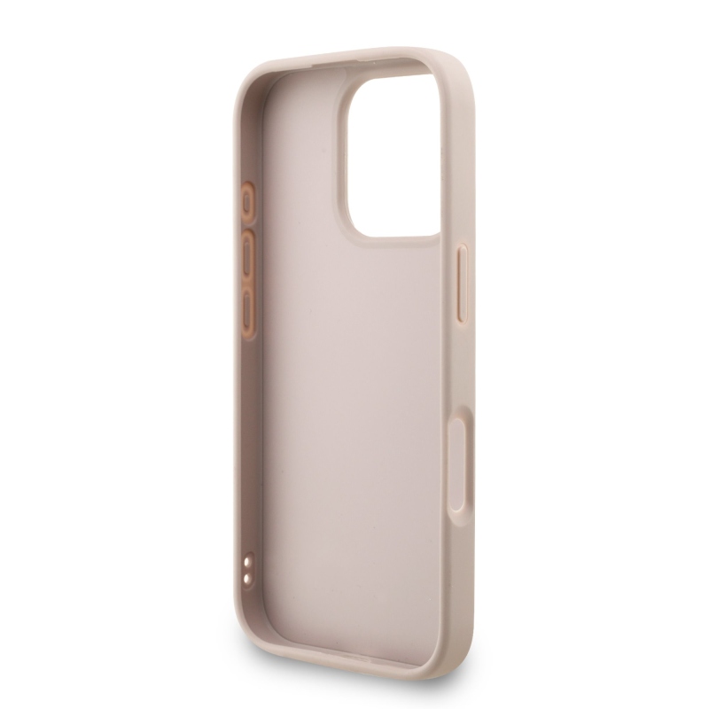 Guess PU 4G fém logós fém pántos hátlap iPhone 16 Pro Max rózsaszínhez