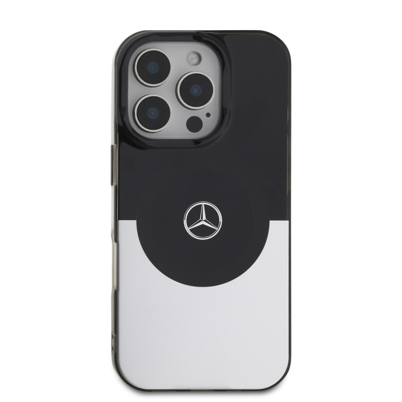 Mercedes PC/TPU kétrétegű MagSafe hátlap iPhone 16 Pro fekete/ezüst színű borítóhoz