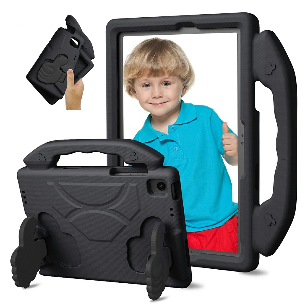 Tartós EVA hüvelykujjas tok markolattal Samsung Galaxy Tab A11+/Tab A9+ táblagéphez - fekete színben