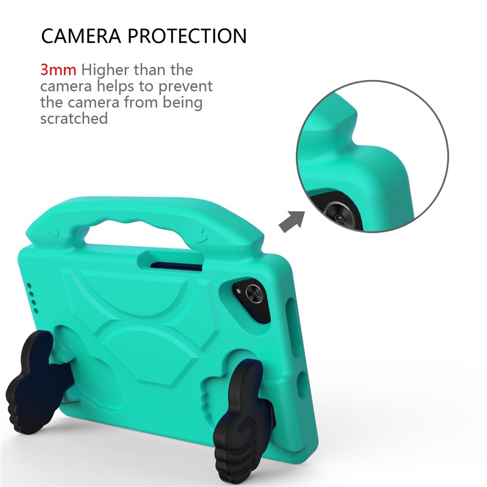 Tartós EVA hüvelykujjas tok markolattal Samsung Galaxy Tab A11/Tab A9 táblagéphez - kékeszöld színben