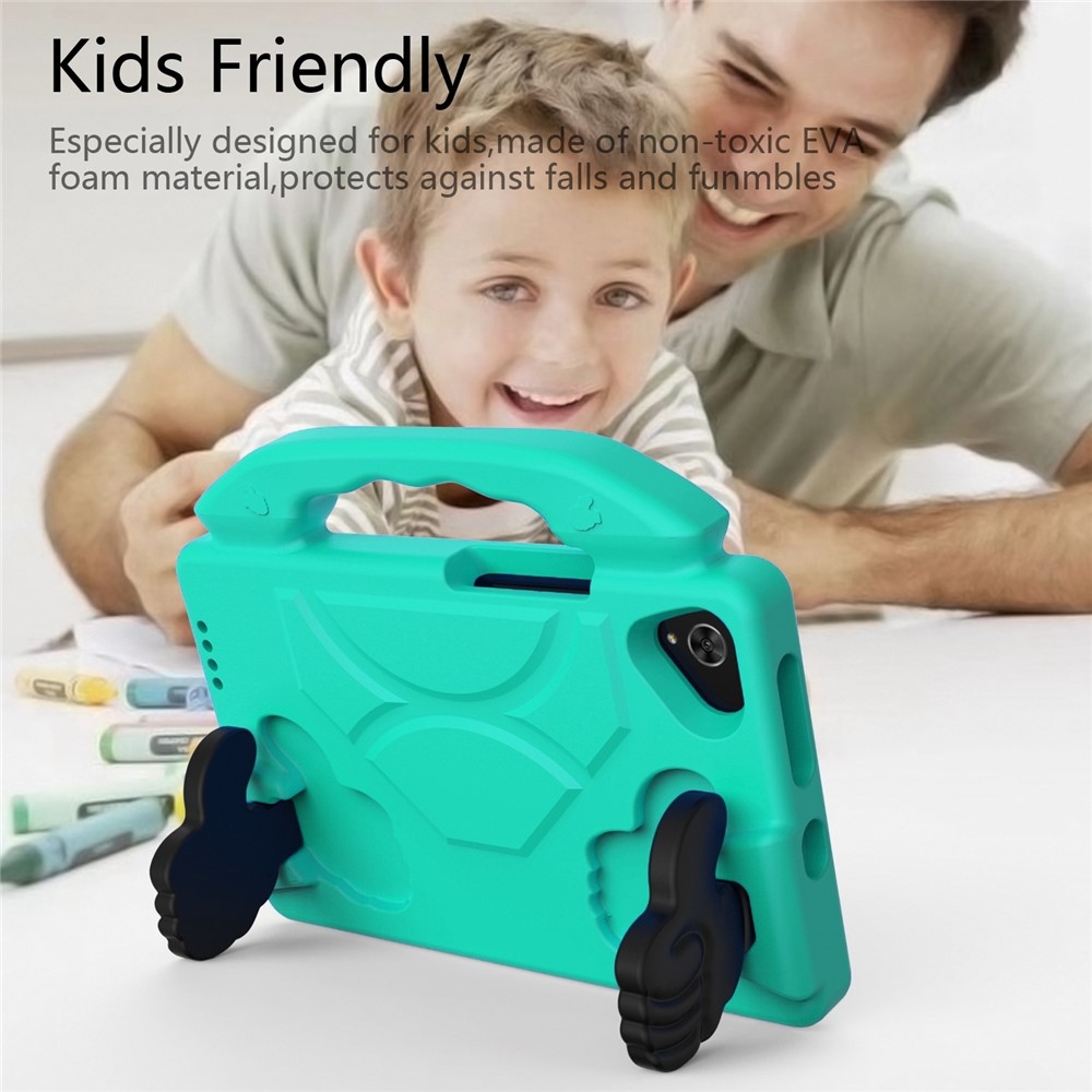 Tartós EVA hüvelykujjas tok markolattal Samsung Galaxy Tab A11/Tab A9 táblagéphez - kékeszöld színben