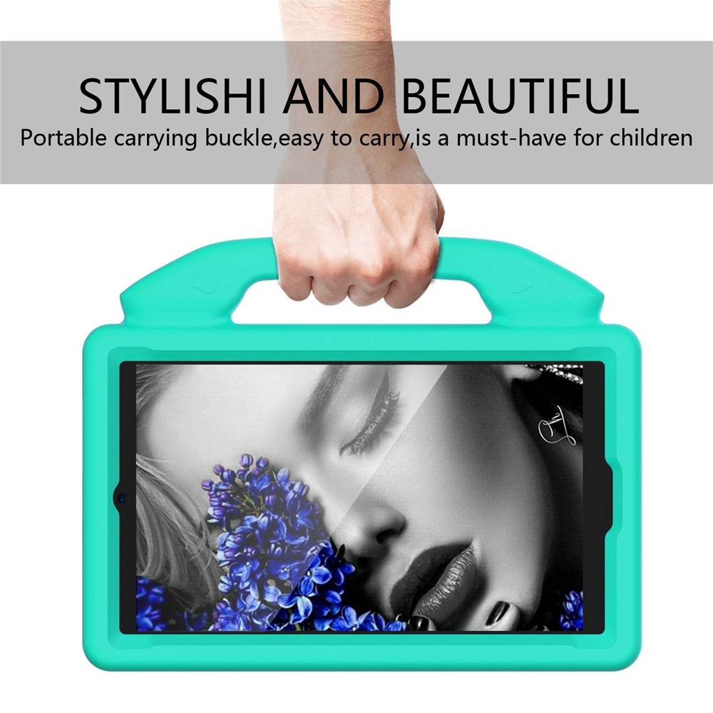 Tartós EVA hüvelykujjas tok markolattal Samsung Galaxy Tab A11/Tab A9 táblagéphez - kékeszöld színben