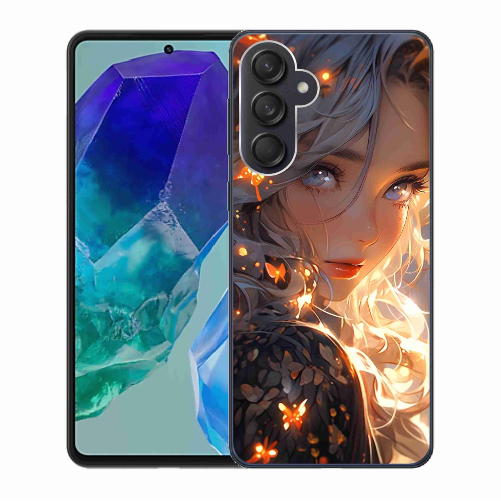 Gél borítás mmCase Samsung Galaxy M55 5G - lány és pillangók