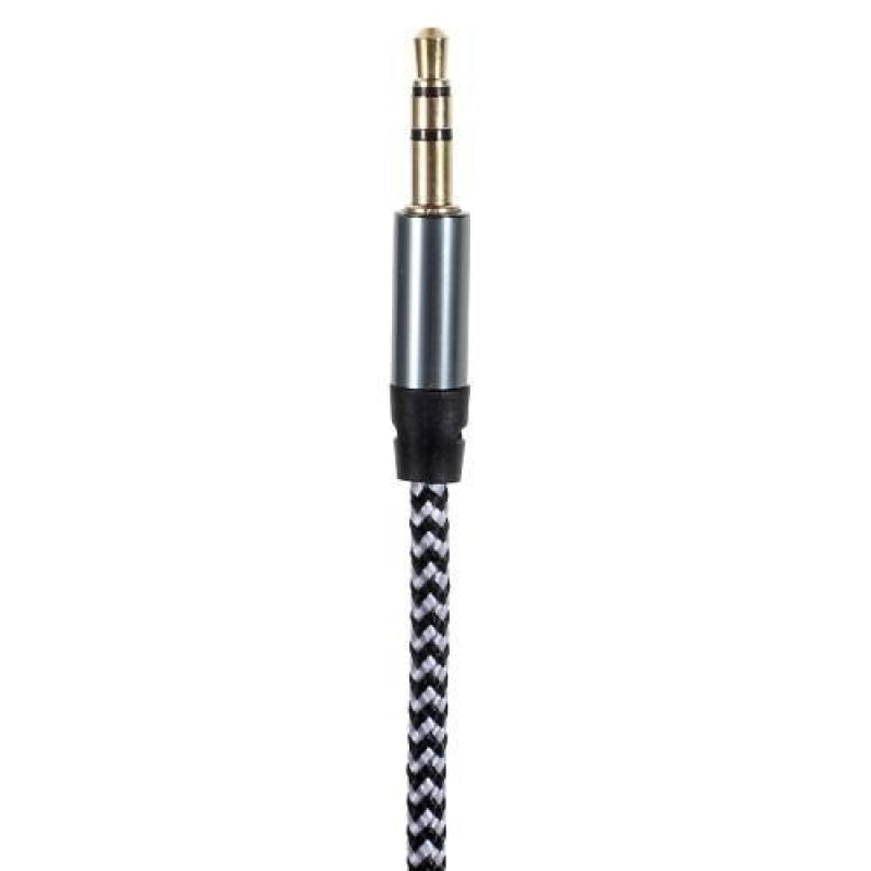 1m fonott audio jack/jack hosszabbító kábel - fekete