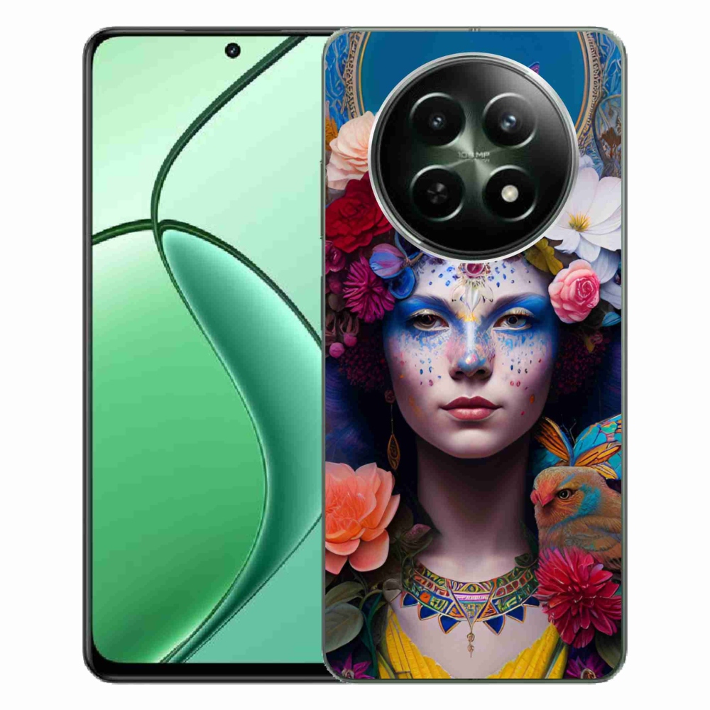 Gél borító mmCase a Realme 12 5G/12x 5G készülékhez - nő virágokkal