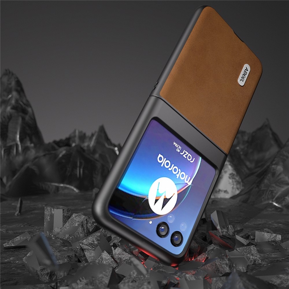 ABEEL műanyag tok kemény hátlappal a Motorola Razr 40 Ultra 5G készülékhez - barna színben