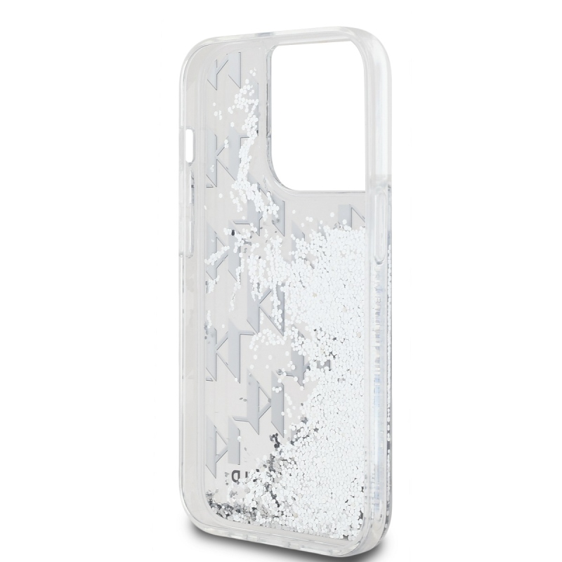 Karl Lagerfeld Liquid Glitter Monogram Monogram Gradient Back Cover iPhone 14 Pro Max fehérhez