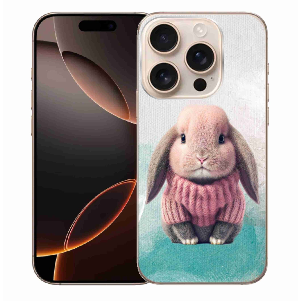 Zselés borítás mmCase iPhone 16 Pro Max készülékhez - nyúl pulóverben