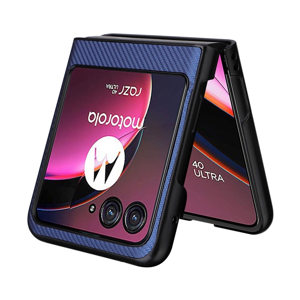 Textúrás műanyag borítás műbőrrel a Motorola Razr 40 Ultra 5G készülékre - kék