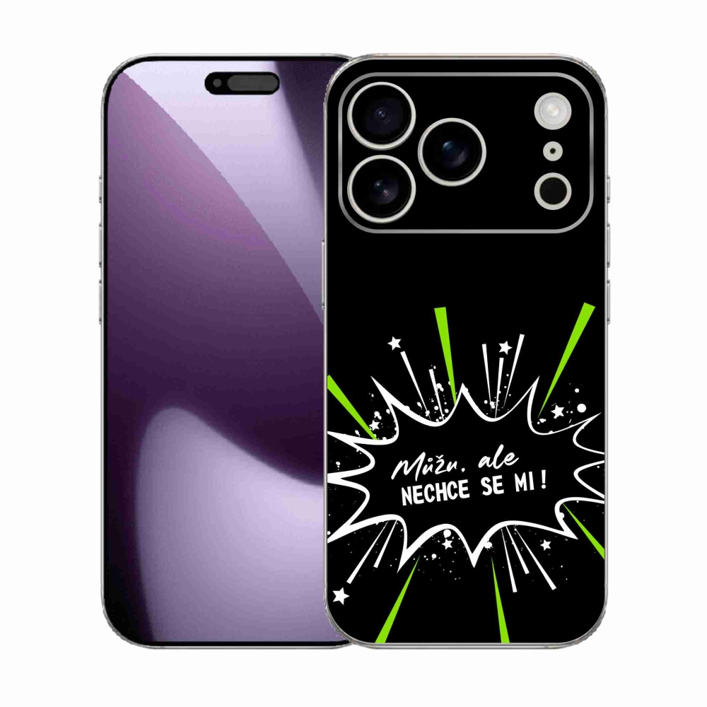 Gél borítás mmCase iPhone 17 Pro készülékhez - vicces szöveg 11 fekete háttér
