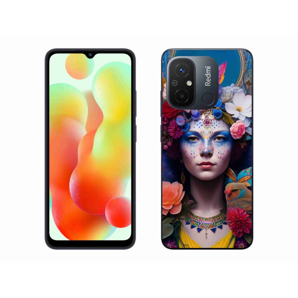 Gél borító mmCase a Xiaomi Redmi 12C-hez - nő virágokkal