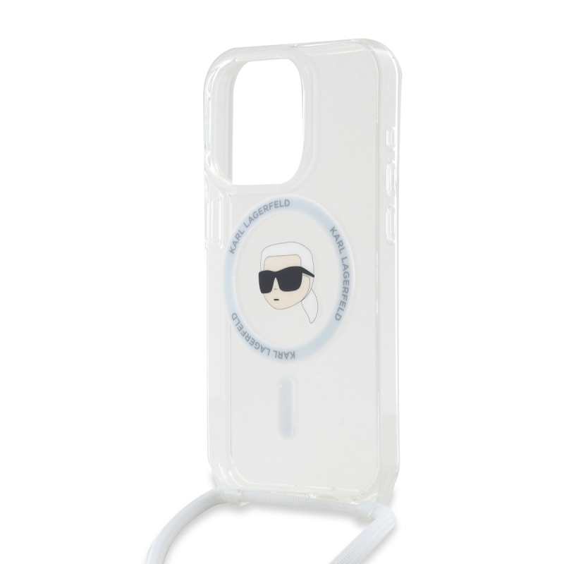Karl Lagerfeld IML Crossbody Karl Head Karl Head MagSafe hátlap iPhone 15 Pro Max-hoz Átlátszó