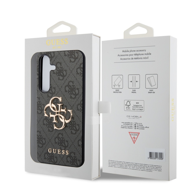 Guess PU 4G fém logó hátlap Samsung Galaxy S24+ szürke