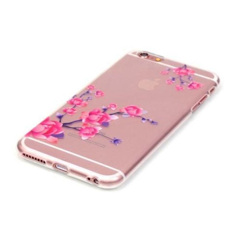 Átlátszó, vékony zselés tok iPhone 6 és iPhone 6s készülékhez - virágos gallyak