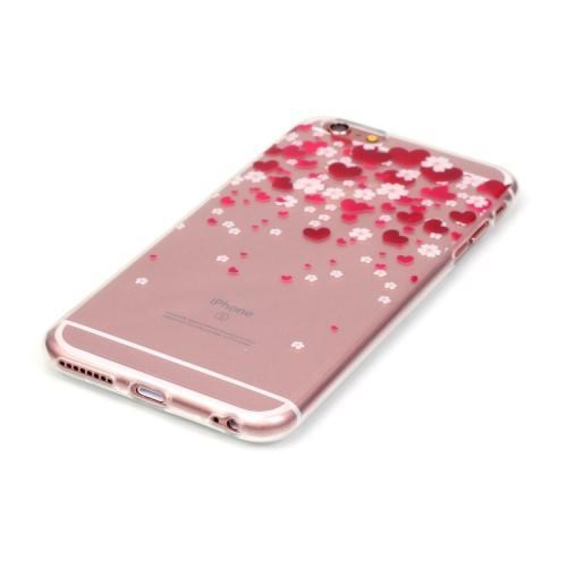 Átlátszó, vékony zselés tok iPhone 6 és iPhone 6s készülékhez - szívecskék