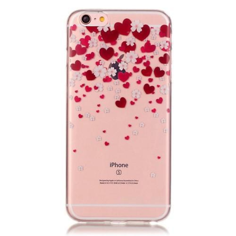 Átlátszó, vékony zselés tok iPhone 6 és iPhone 6s készülékhez - szívecskék