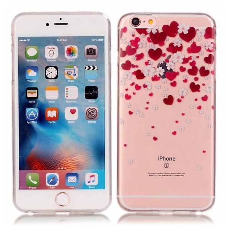 Átlátszó, vékony zselés tok iPhone 6 és iPhone 6s készülékhez - szívecskék
