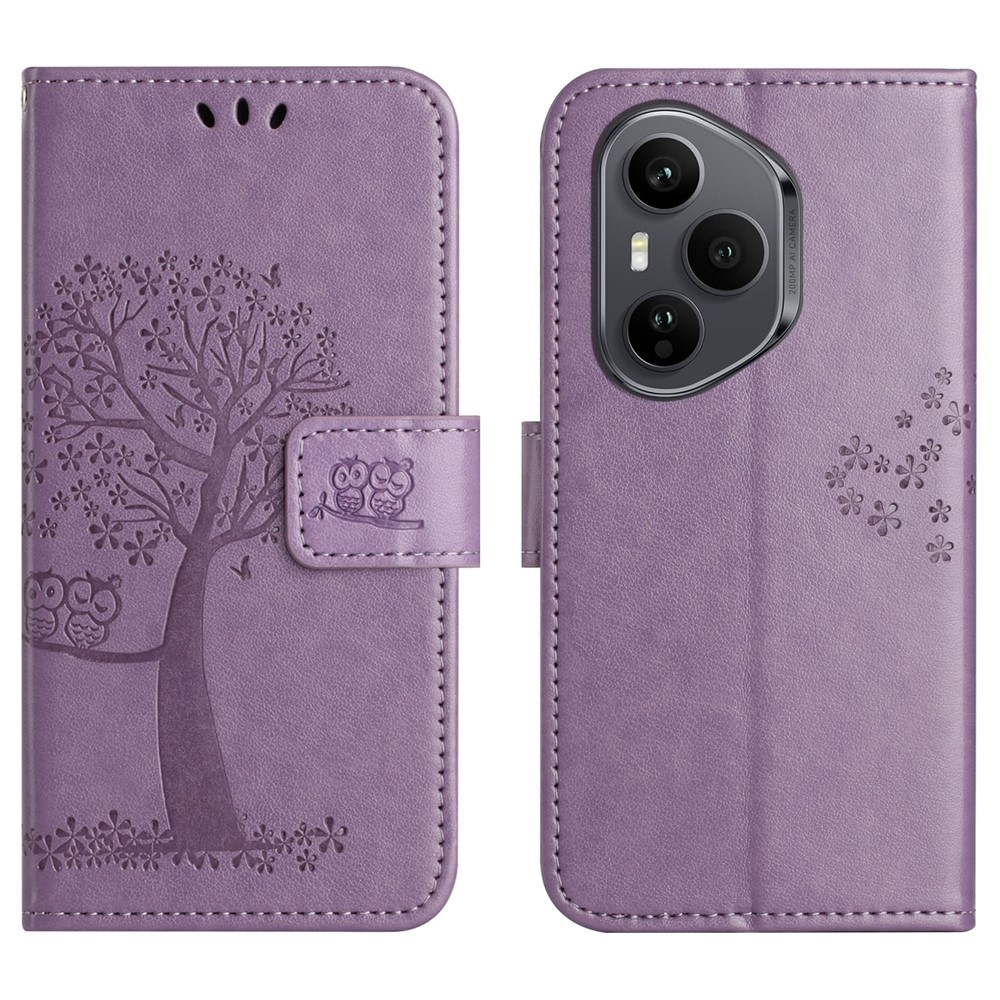 Fa könyvtáska Honor 400 Pro-hoz - világos lila