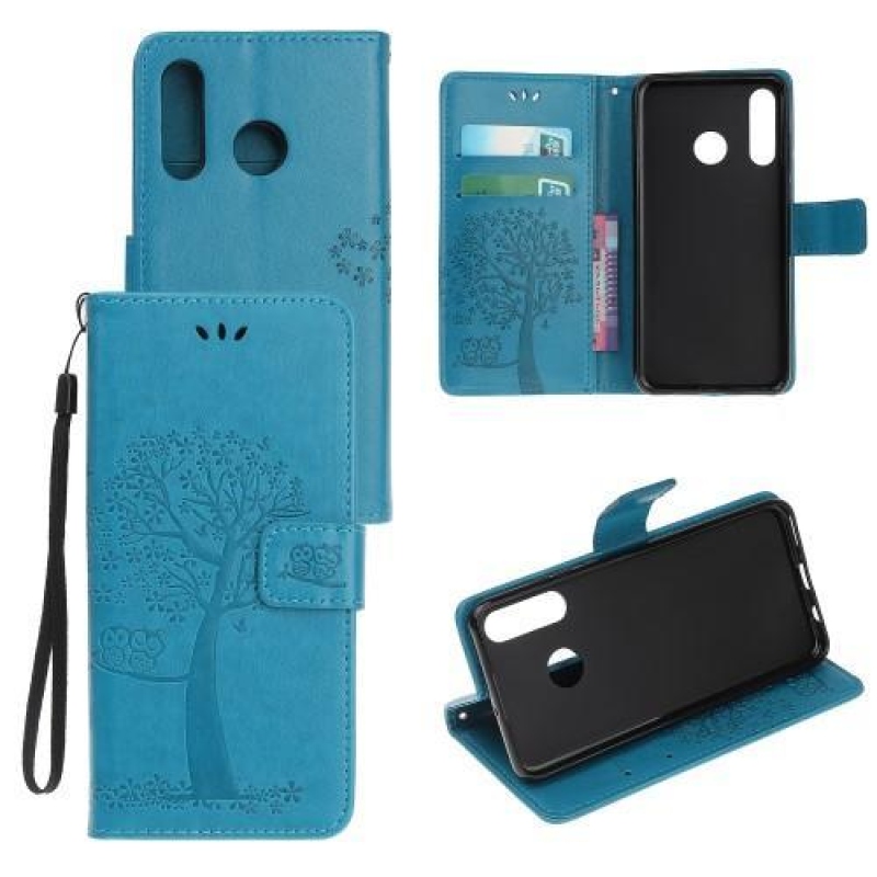 Tree PU bőr pénztárca tok Honor 20 Lite/Honor 20e - kék
