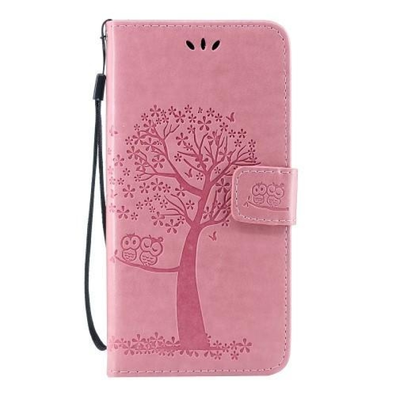Tree PU bőr pénztárca tok Honor 20 Lite/Honor 20e - rózsaszín