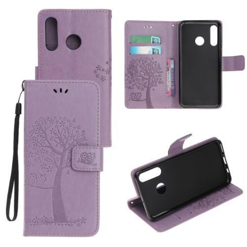 Tree PU bőr pénztárca tok Honor 20 Lite/Honor 20e - világos lila