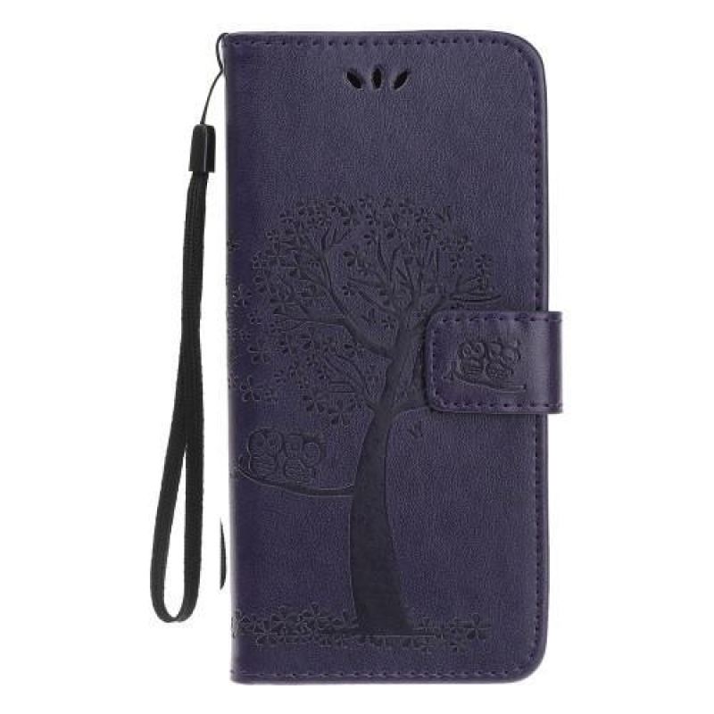 Tree PU bőr pénztárca tok Nokia 4.2 készülékhez - sötét lila