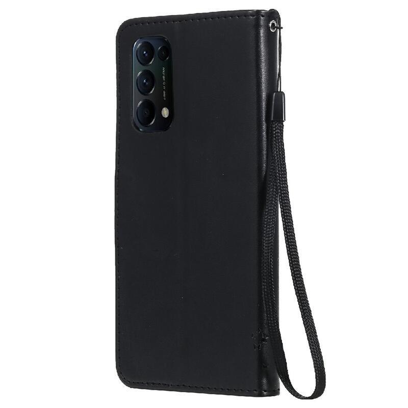 Fa PU bőr pénztárca tok Oppo Reno 5 4G/5G - fekete