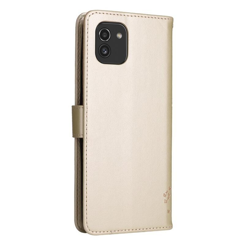 Fa PU bőr pénztárca tok Samsung Galaxy A03-hoz - arany színű