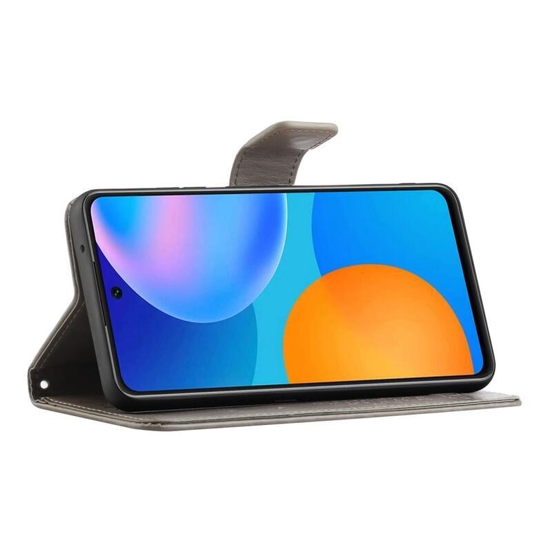 Tree PU bőr pénztárca tok Samsung Galaxy A32 4G - szürke