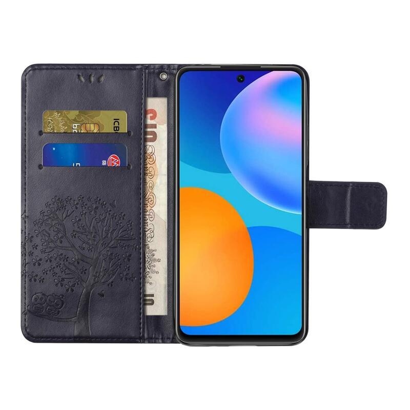 Tree PU bőr pénztárca tok Samsung Galaxy A32 4G - sötét lila