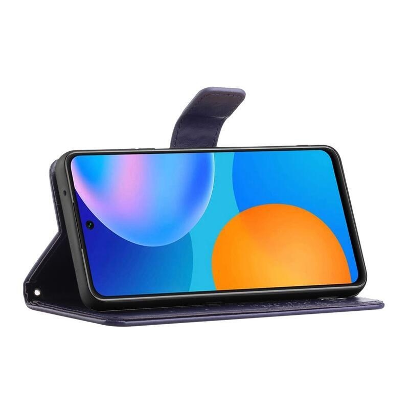 Tree PU bőr pénztárca tok Samsung Galaxy A32 4G - sötét lila