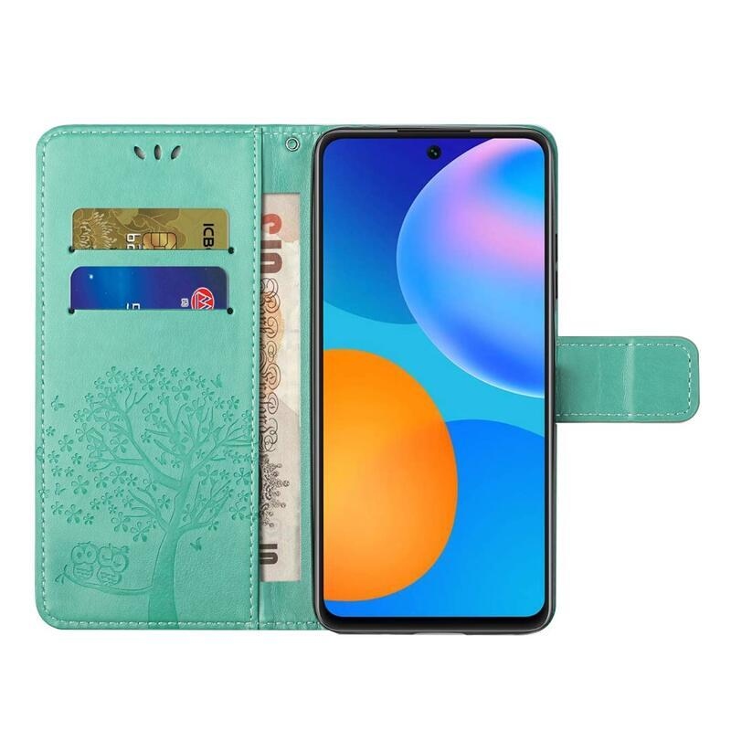 Fa PU bőr pénztárca tok Samsung Galaxy A32 4G-hez - zöld